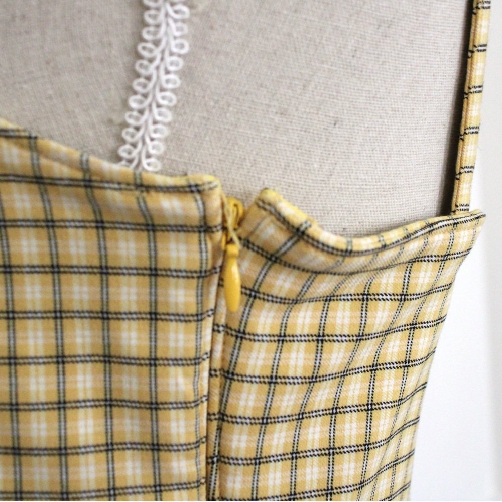 Hollister Yellow Black Y2K Plaid Mini Dress Medium - Picture 6 of 15